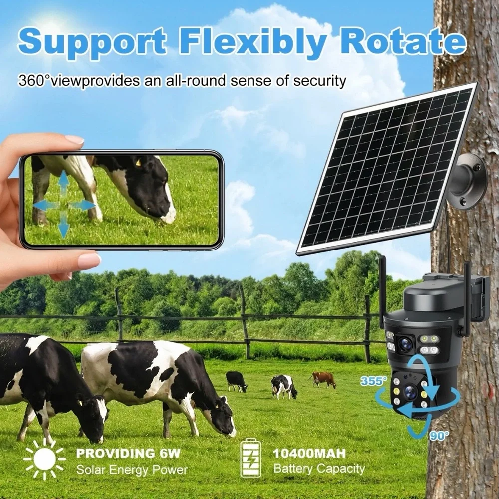 4G LTE Outdoor Security Camera with Solar Panel - Black